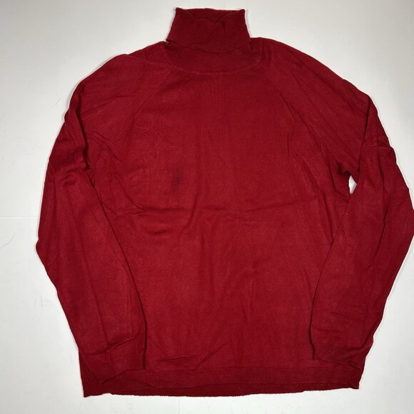 Talbots Woman Turtleneck Sweater Red Long Sleeve Pullover Rayon Nylon Sz XL Flaw - Picture 3 of 7